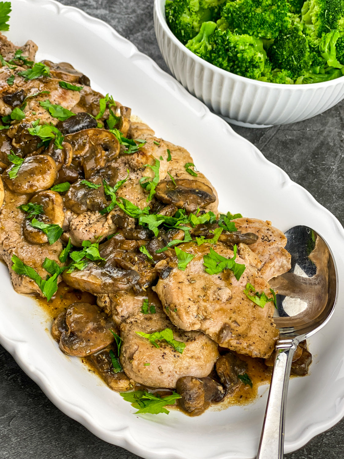 Pork Scallopini with Mushroom Gravy One Cottage