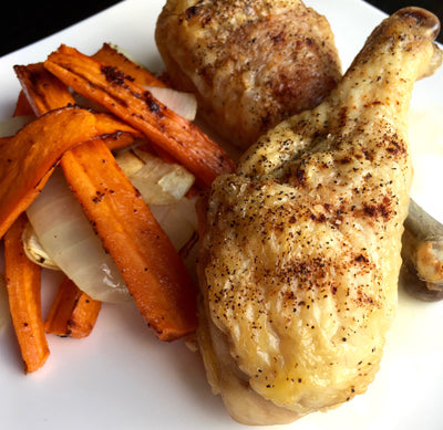 Oven-Roasted Chicken Drumsticks with Roasted Root Vegetables