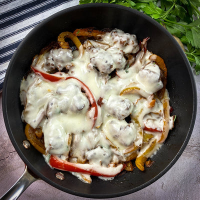 One-Skillet Cheesy Sausage & Peppers
