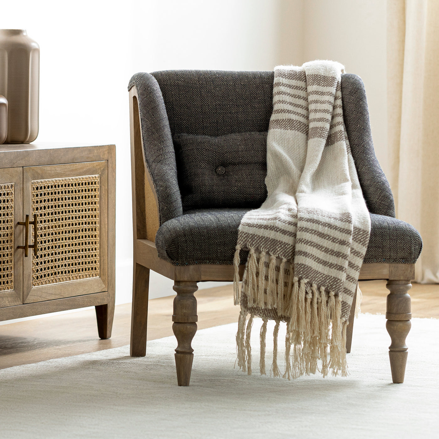 Chamonix Fringe Throw Cream