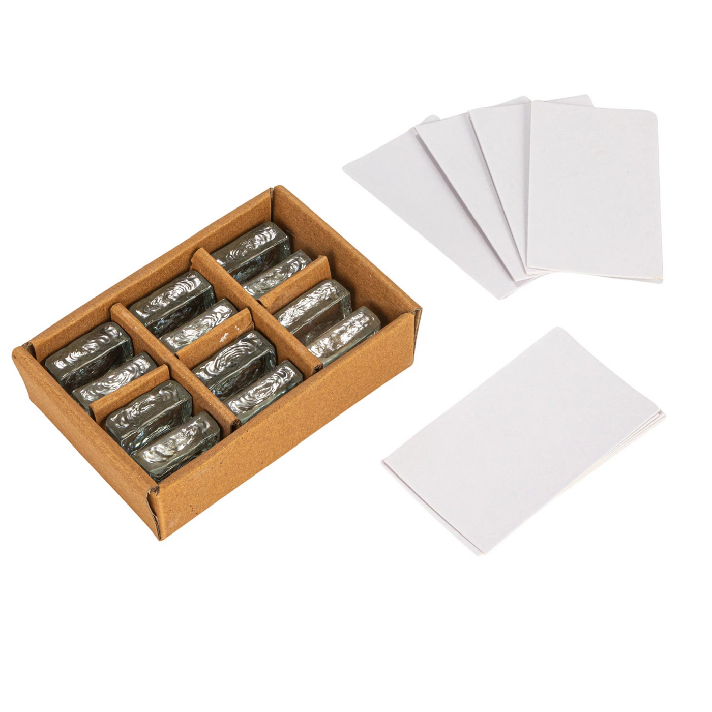 Glass Cube Place Card/Photo Holders w/ 12 Paper Cards