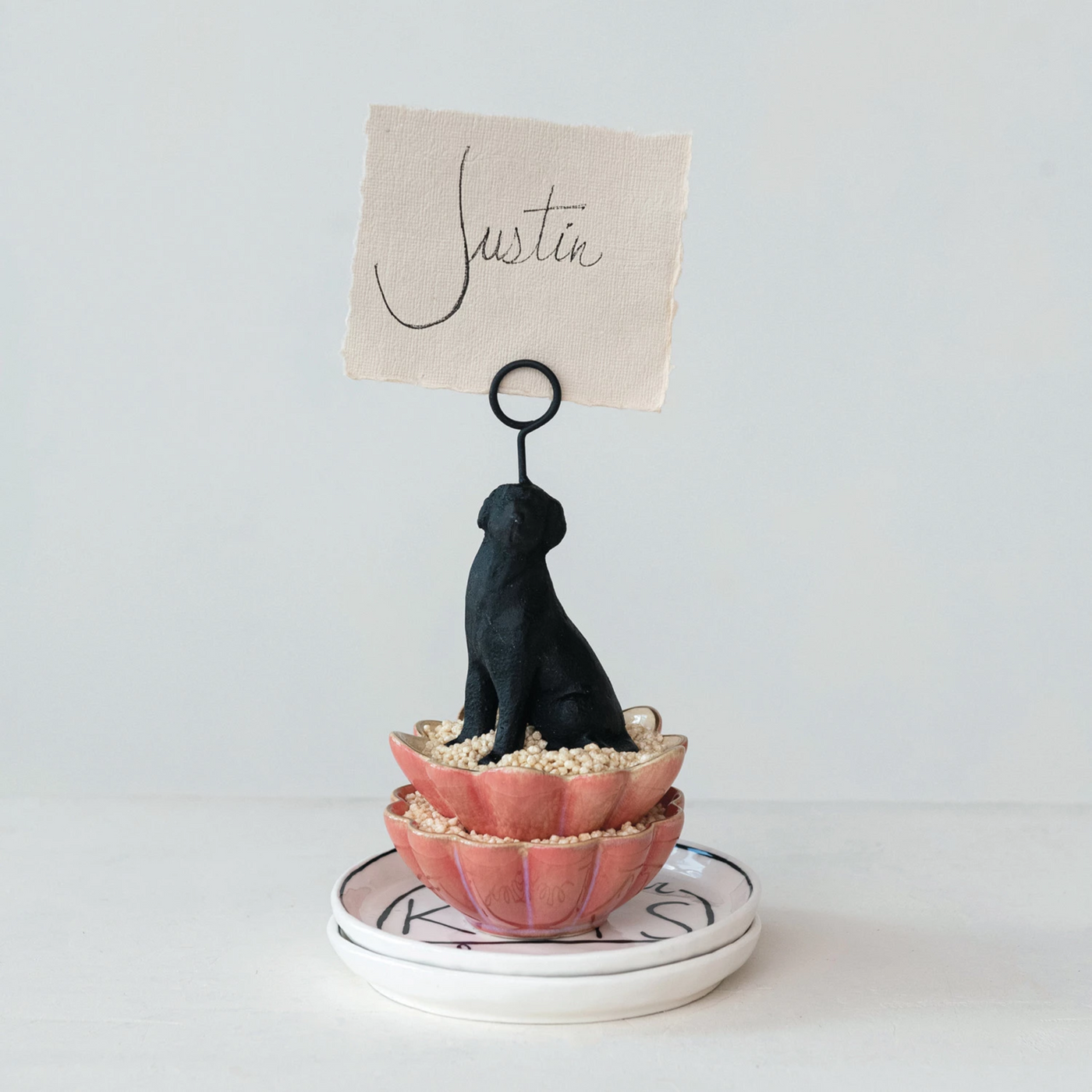 Cast Iron Lab Shaped Place Card/Photo Holder