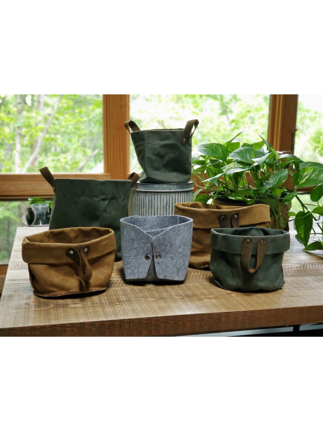 Waxed Canvas Storage Pots