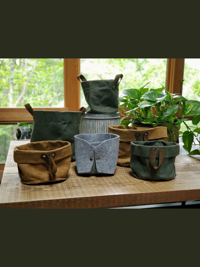 Waxed Canvas Storage Pots