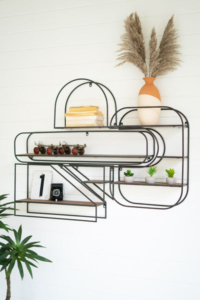 SET OF FIVE HANGING WALL SHELVES