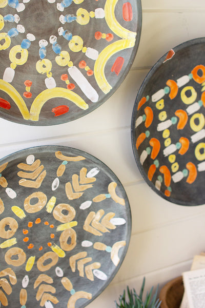 SET OF THREE CERAMIC PLATTER WALL ART 