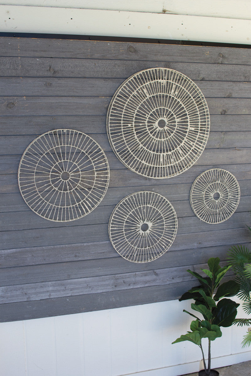SET OF FOUR HAND MADE PAPER DISCS WALL ART