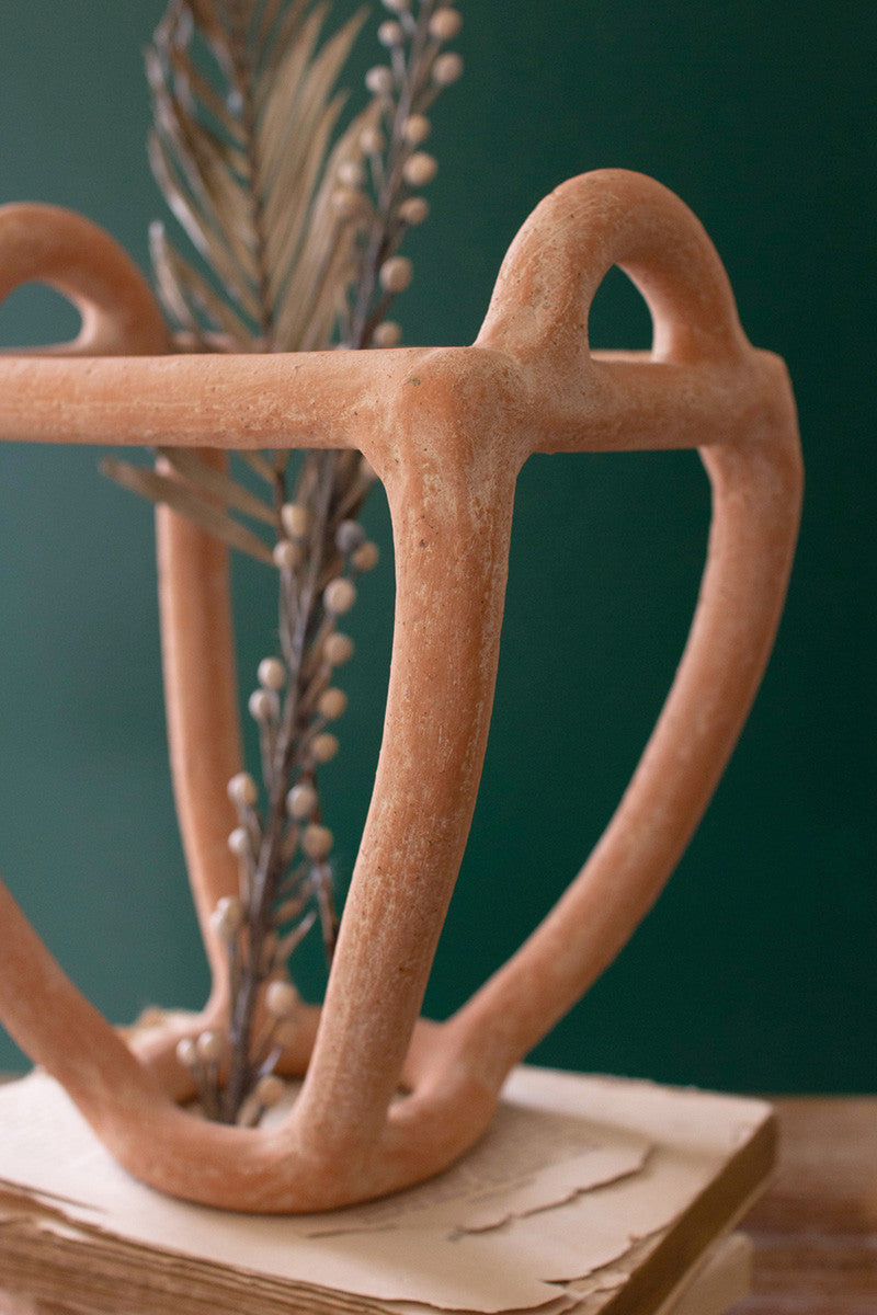 SET OF TWO CLAY FRUIT BASKET SCULPTURES