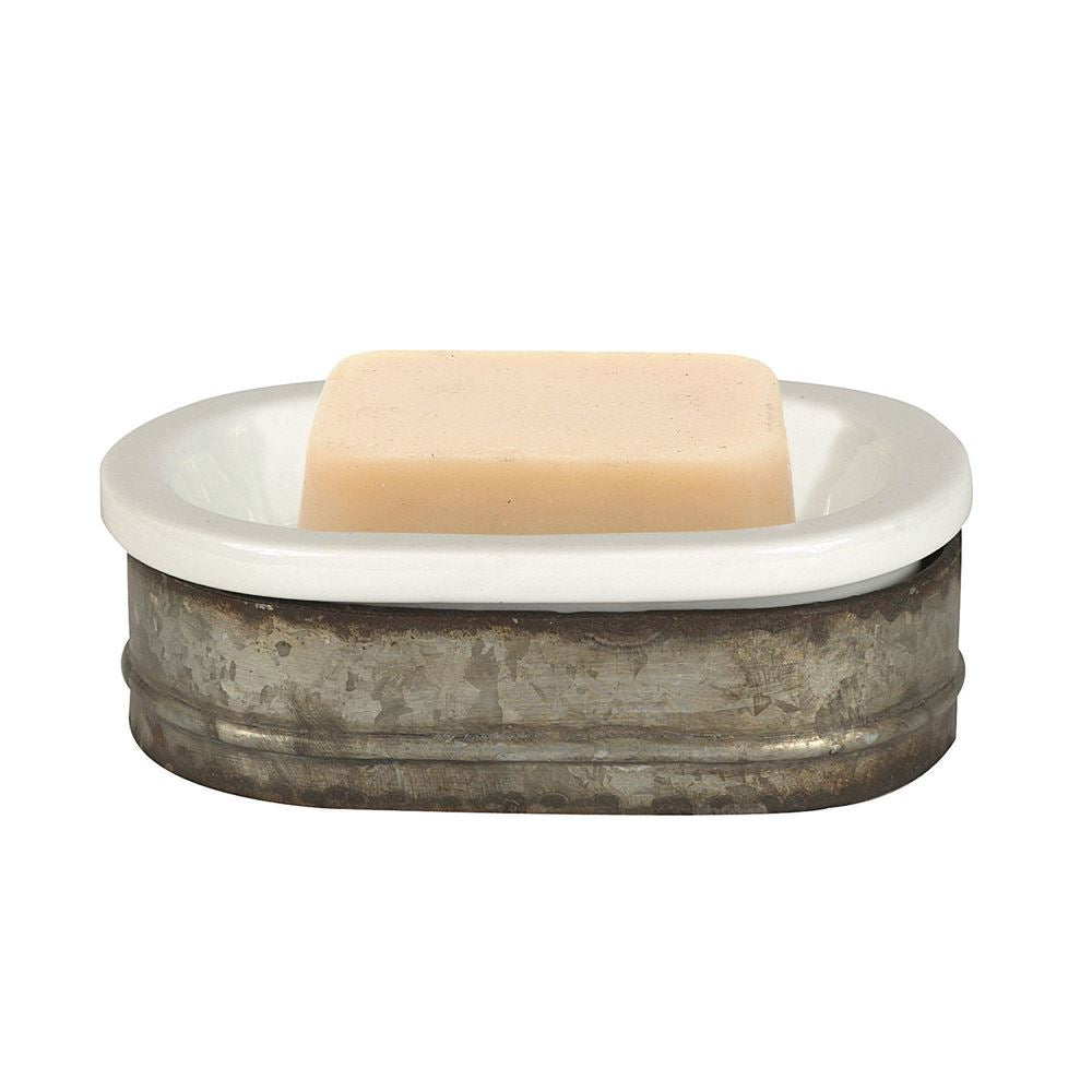 Metal & Stoneware Soap Dish