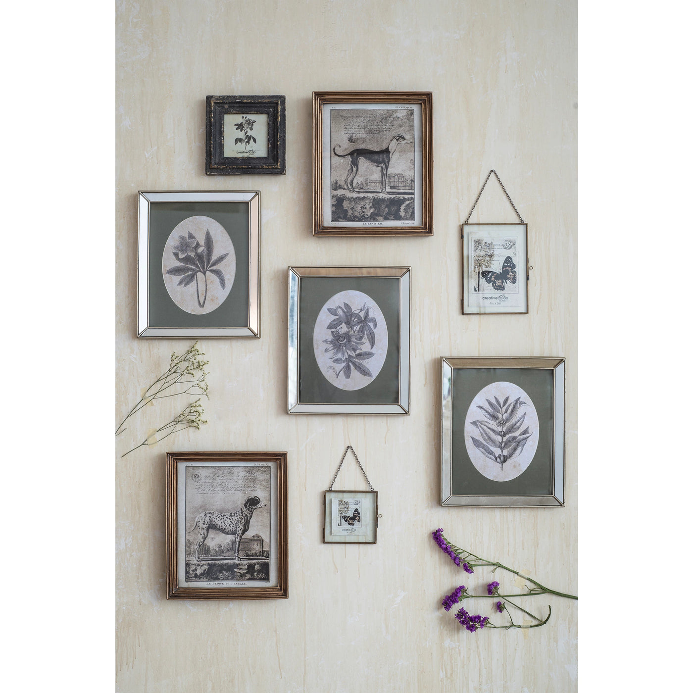 Brass and Glass Photo Frames with Chain