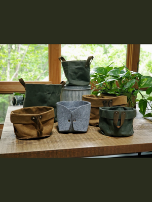 Waxed Canvas Open Storage Pots--in sets of two