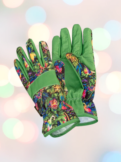 green garden gloves