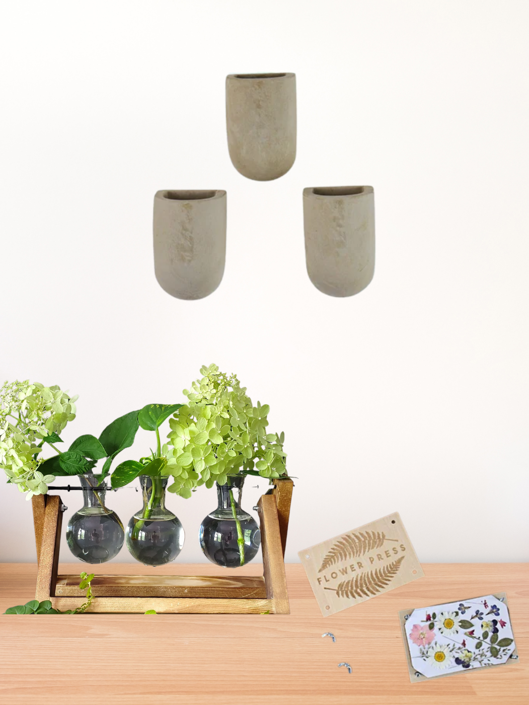 Magnetic pots, 3 vase desktop propagator and flower press set