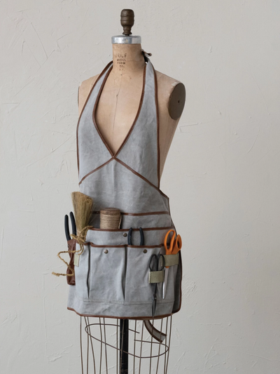 Recycled Canvas Apron w/ Leather Trim