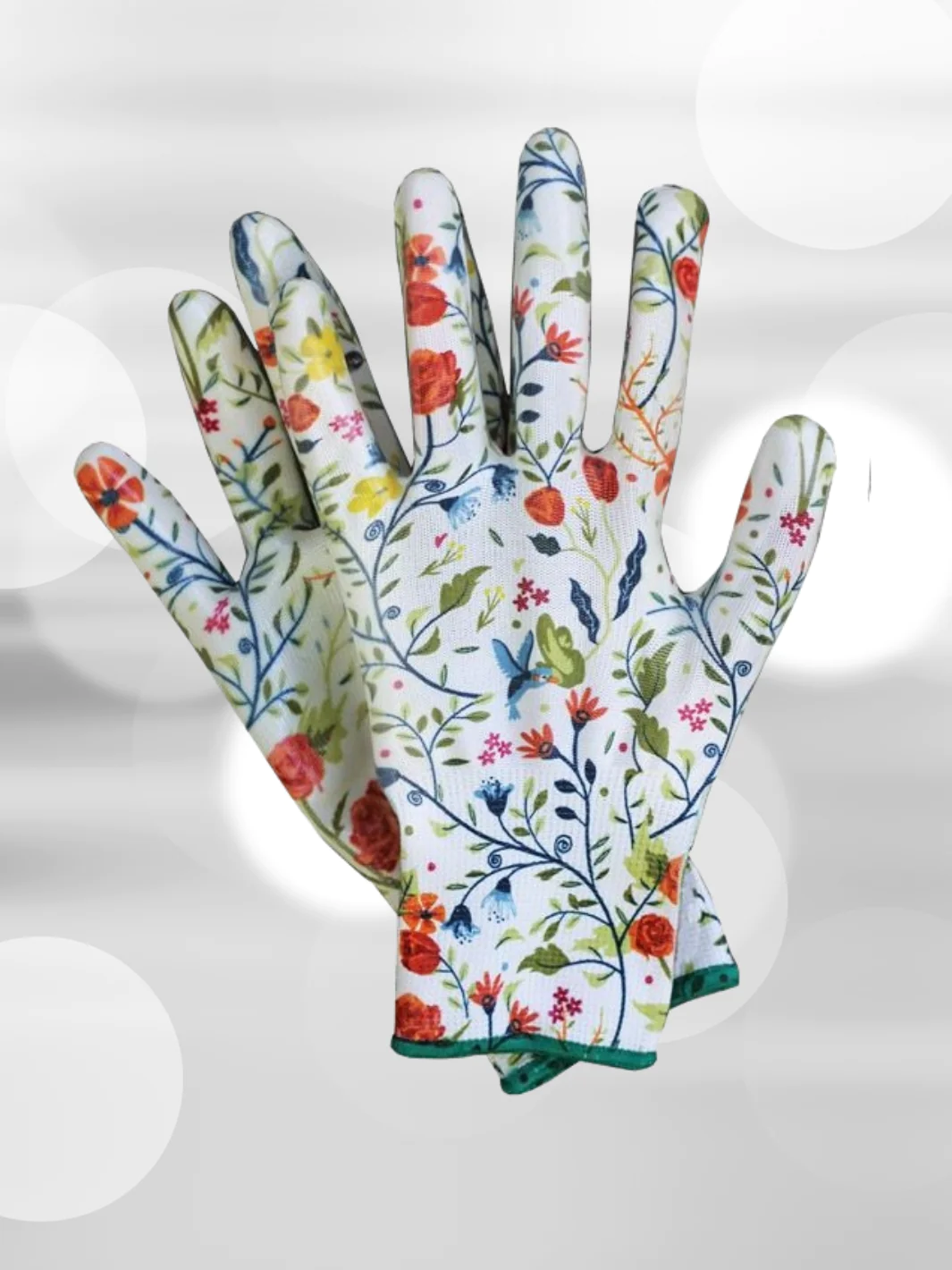 Floral print garden gloves
