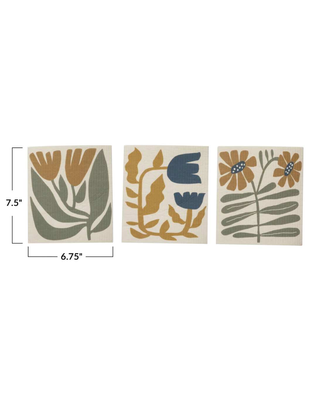 Reusable Cellulose Sponge Cloth w/ Flowers, 3 Styles