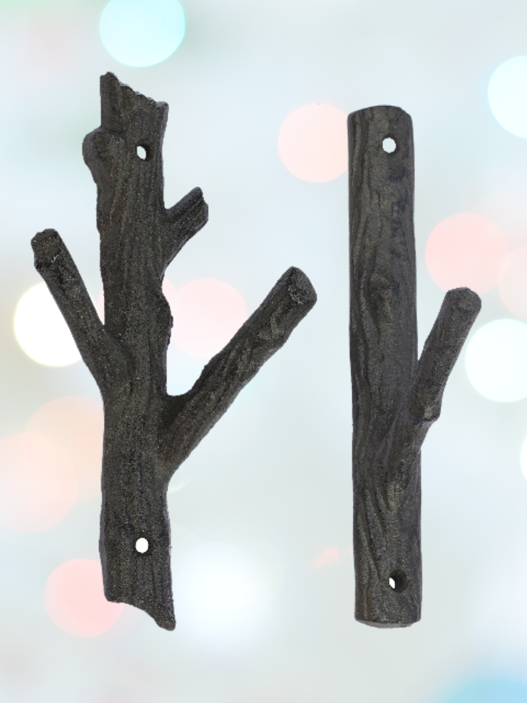 Set of Two Iron Twig Wall Hooks