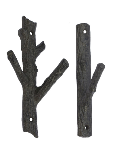 Set of Two Iron Twig Wall Hooks