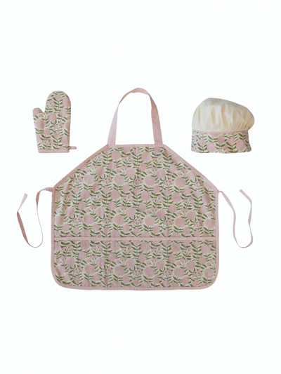 Cotton Child Apron with Floral Pattern