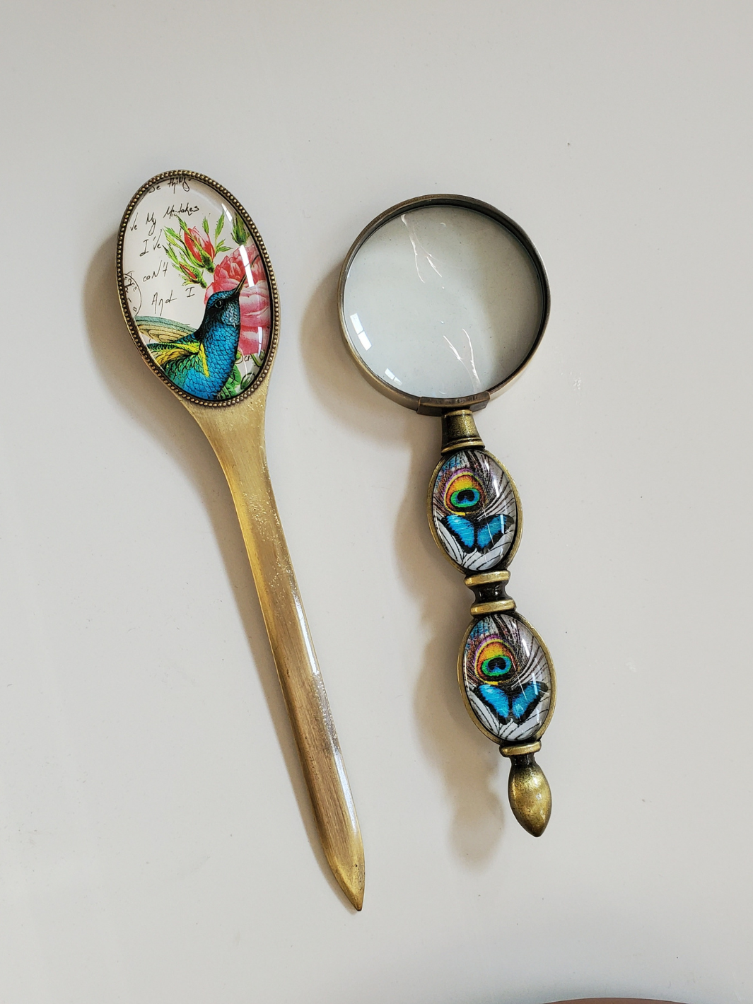 Blue Bird Letter Opener and Blue Butterfly Magnifier